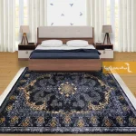 فرش سرمه ای طرح باغ بهشت1