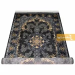 فرش سرمه ای طرح باغ بهشت6