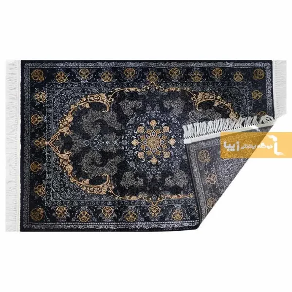 فرش سرمه ای طرح باغ بهشت5