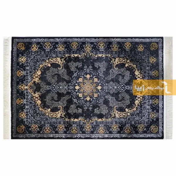 فرش سرمه ای طرح باغ بهشت3