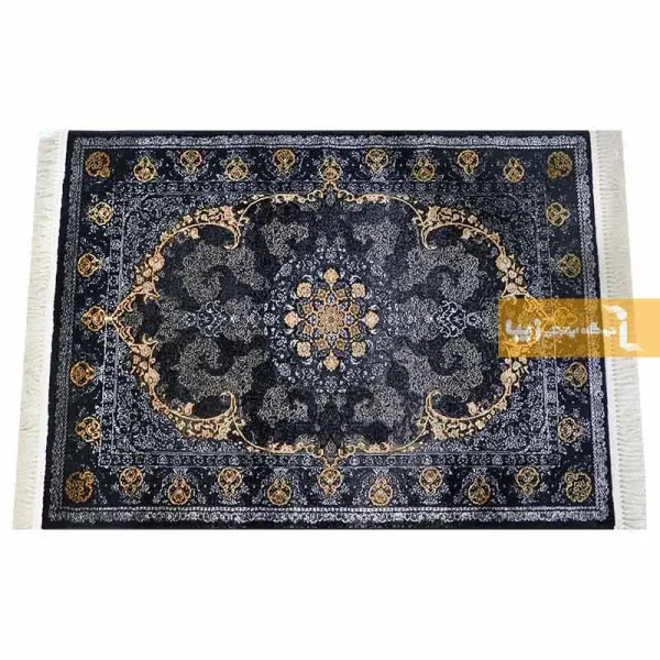 فرش سرمه ای طرح باغ بهشت2