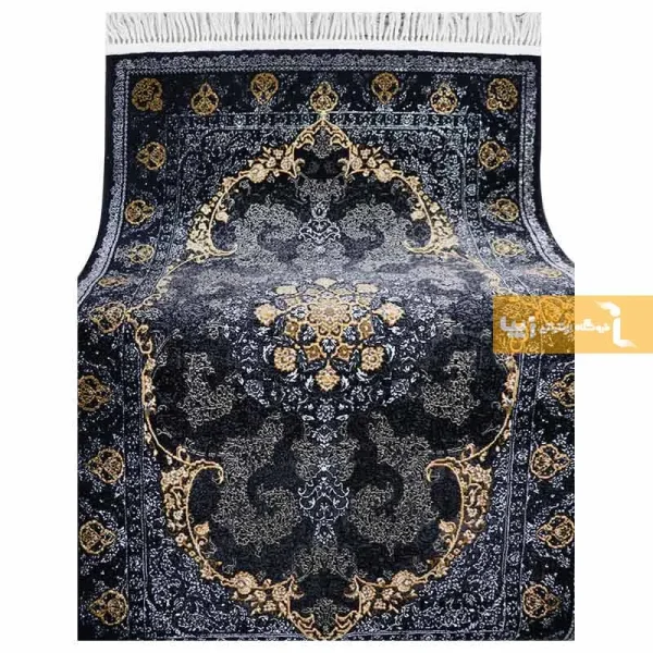 فرش سرمه ای طرح باغ بهشت11