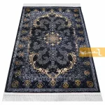 فرش سرمه ای طرح باغ بهشت8