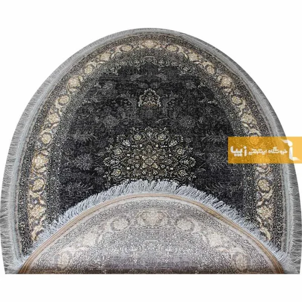 فرش بیضی ذغالی طرح شاهسوند10