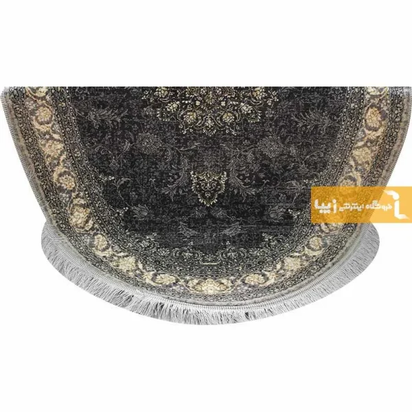 فرش بیضی ذغالی طرح شاهسوند9