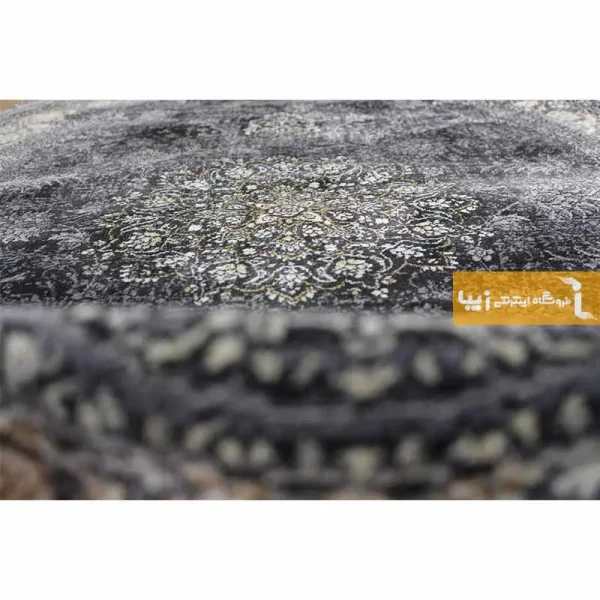 فرش بیضی ذغالی طرح شاهسوند7
