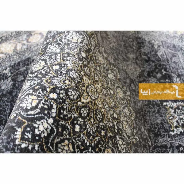 فرش بیضی ذغالی طرح شاهسوند3