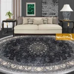 فرش بیضی ذغالی طرح شاهسوند1