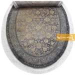 فرش بیضی ذغالی طرح شاهگل8