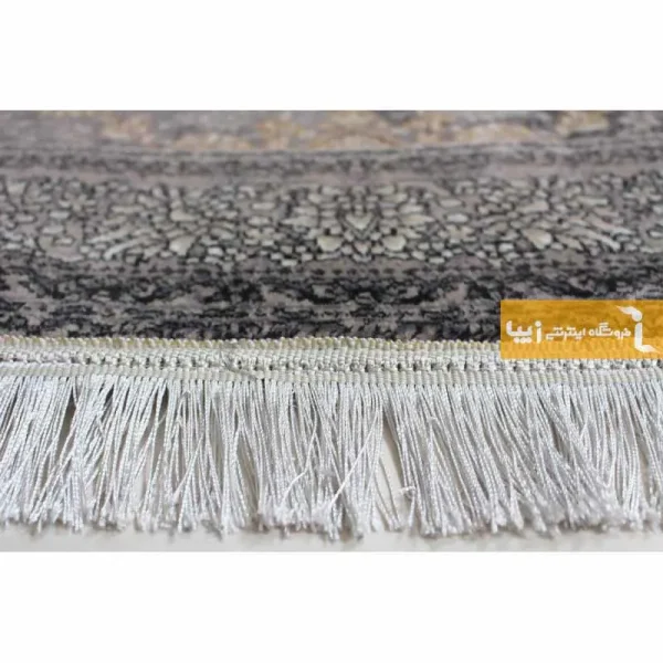 فرش بیضی ذغالی طرح شاهگل7