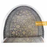 فرش بیضی ذغالی طرح شاهگل6