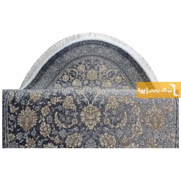 فرش بیضی ذغالی طرح شاهگل5