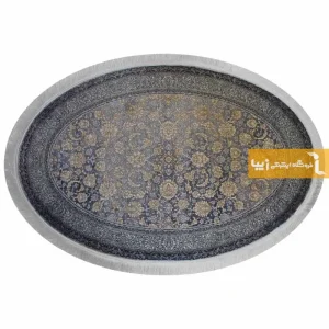 فرش بیضی ذغالی طرح شاهگل4