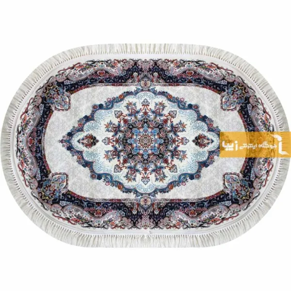 carpet oval cream Neela (16) فرش بیضی کرم طرح نیلا4