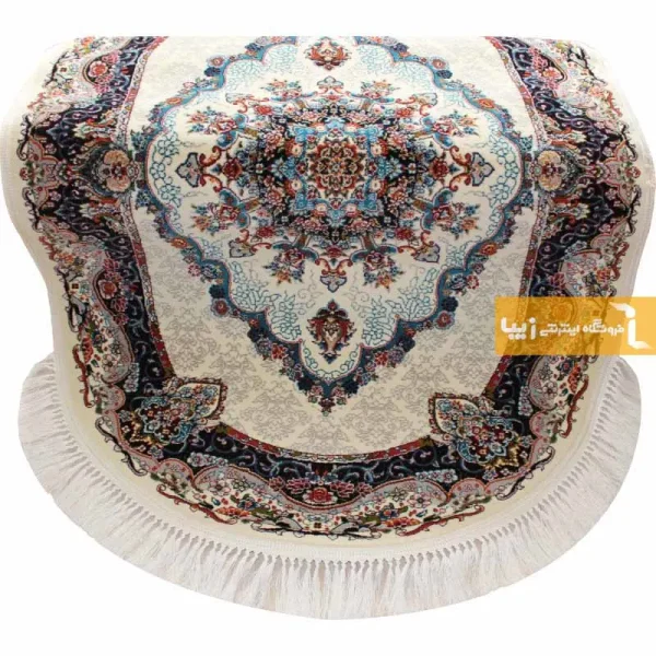 فرش بیضی کرم طرح نیلا3