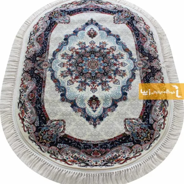 فرش بیضی کرم طرح نیلا13