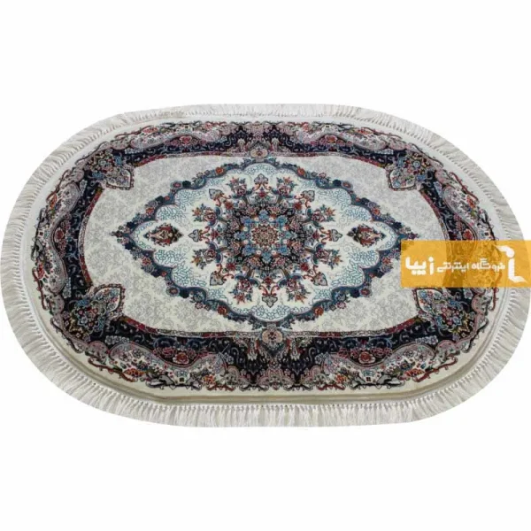 فرش بیضی کرم طرح نیلا10