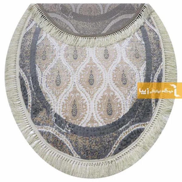 فرش بیضی کرم طرح گندم3