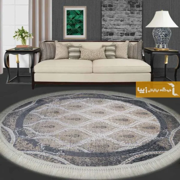 فرش بیضی کرم طرح گندم1