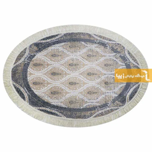 فرش بیضی کرم طرح گندم13