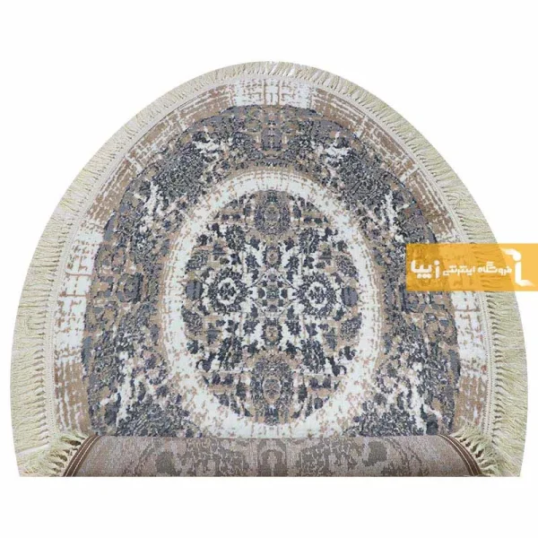 فرش بیضی کرم طرح گلشن12