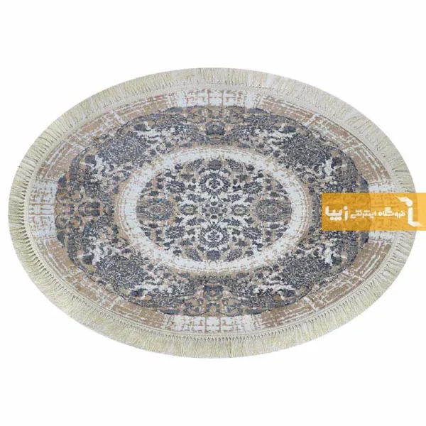 فرش بیضی کرم طرح گلشن11