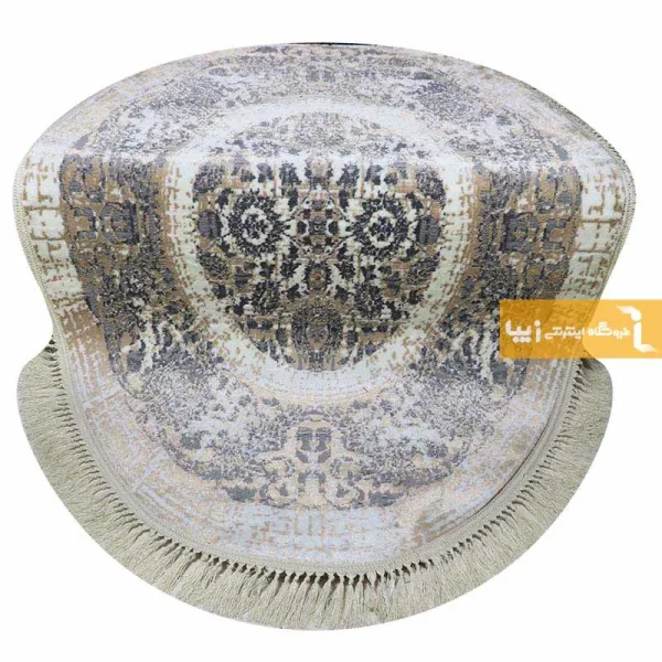 فرش بیضی کرم طرح گلشن9