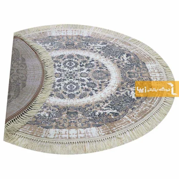 فرش بیضی کرم طرح گلشن6