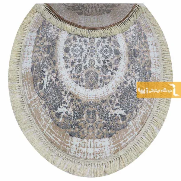 فرش بیضی کرم طرح گلشن4