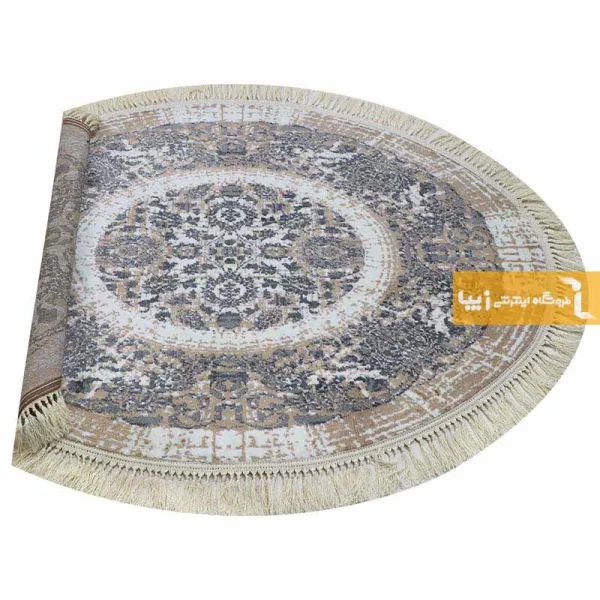 فرش بیضی کرم طرح گلشن3