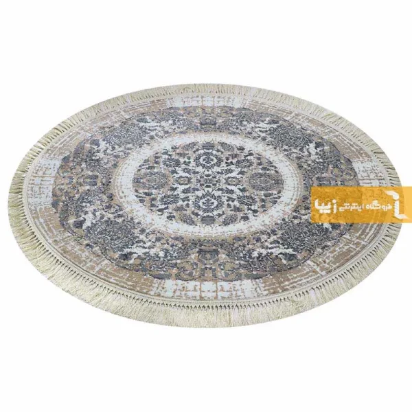 فرش بیضی کرم طرح گلشن14