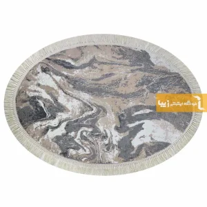 فرش بیضی کرم طرح کویر10