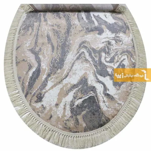 فرش بیضی کرم طرح کویر13