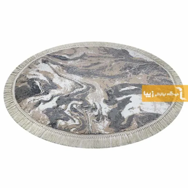 فرش بیضی کرم طرح کویر11