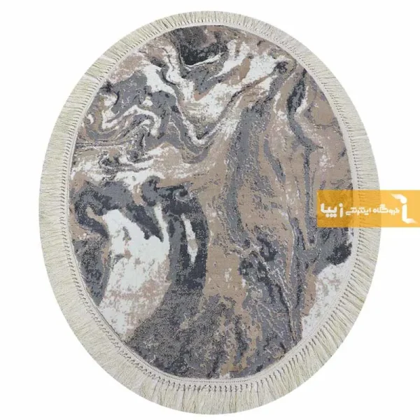 فرش بیضی کرم طرح کویر9