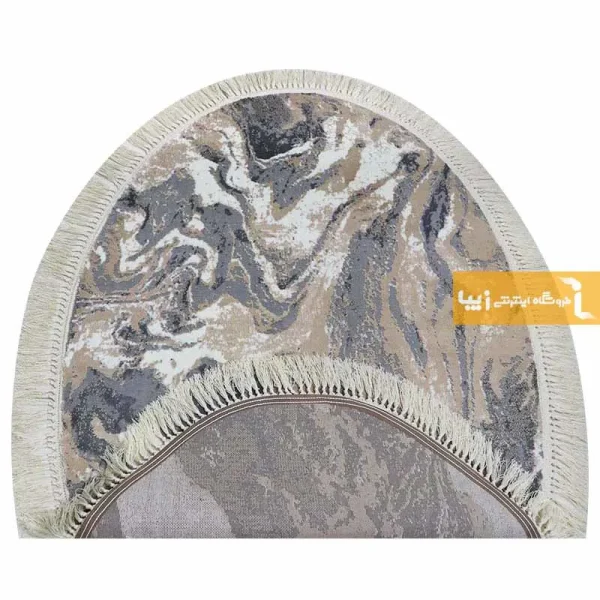 فرش بیضی کرم طرح کویر8