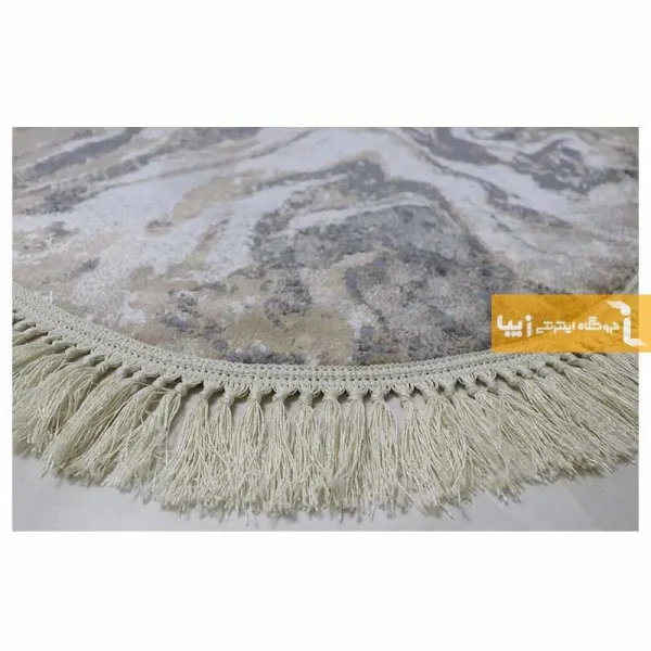فرش بیضی کرم طرح کویر3