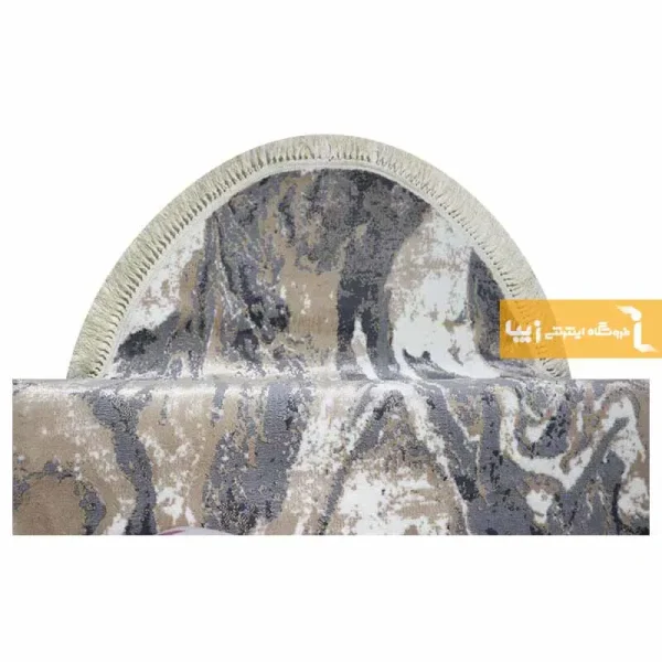 فرش بیضی کرم طرح کویر2