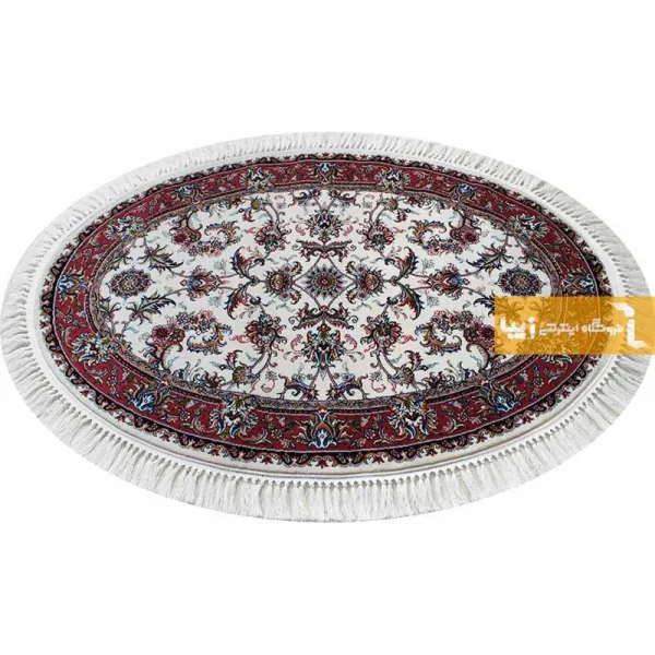 فرش بیضی کرم طرح صبا4