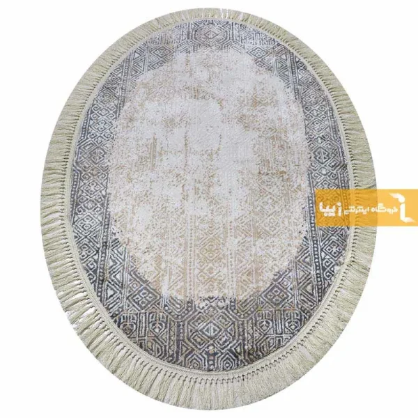 فرش بیضی کرم طرح سورن4