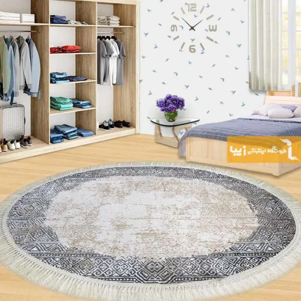 فرش بیضی کرم طرح سورن1