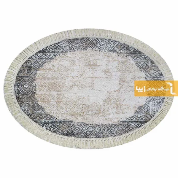 فرش بیضی کرم طرح سورن7
