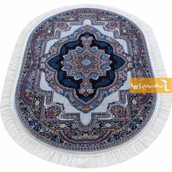 فرش بیضی فیلی طرح باغ معلق2