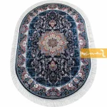 فرش بیضی سرمه ای طرح هیوا2