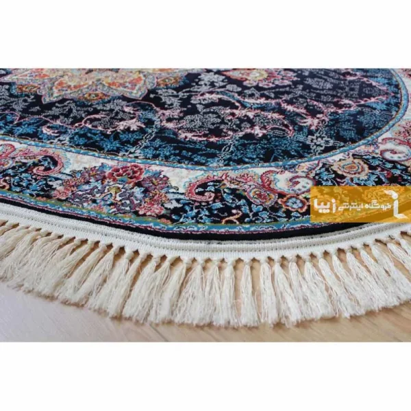 فرش بیضی سرمه ای طرح هیوا5