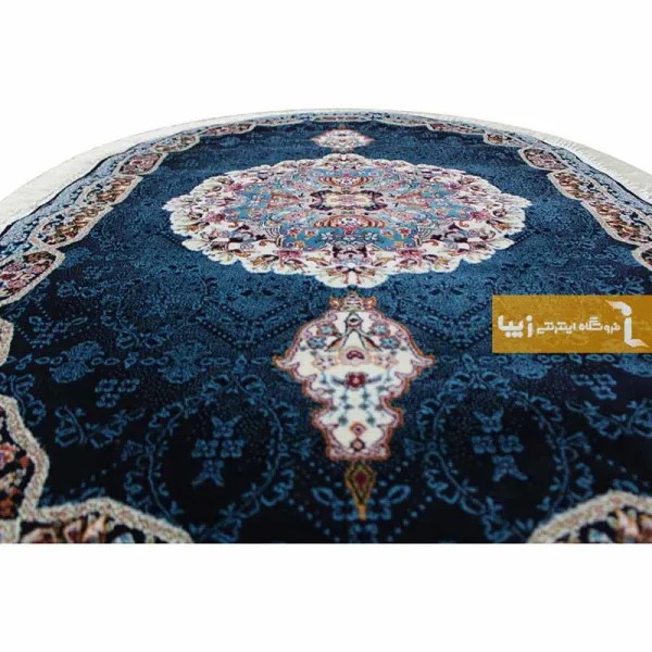 فرش بیضی سرمه ای طرح هالیدی12