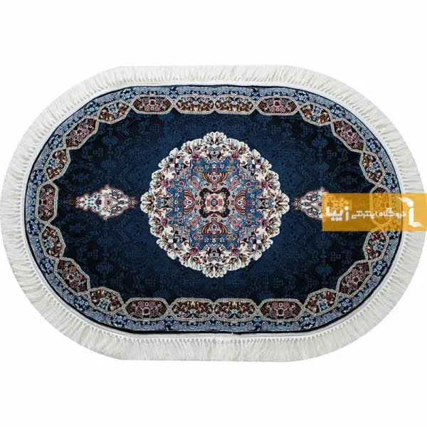 فرش بیضی سرمه ای طرح هالیدی8