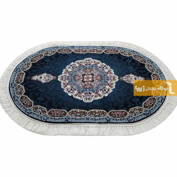 فرش بیضی سرمه ای طرح هالیدی6