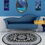 فرش بیضی سرمه ای طرح اصفهان1