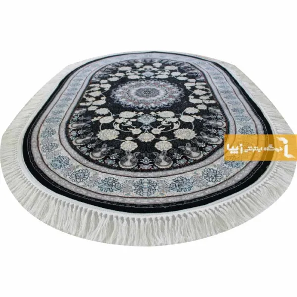 فرش بیضی سرمه ای طرح اصفهان7